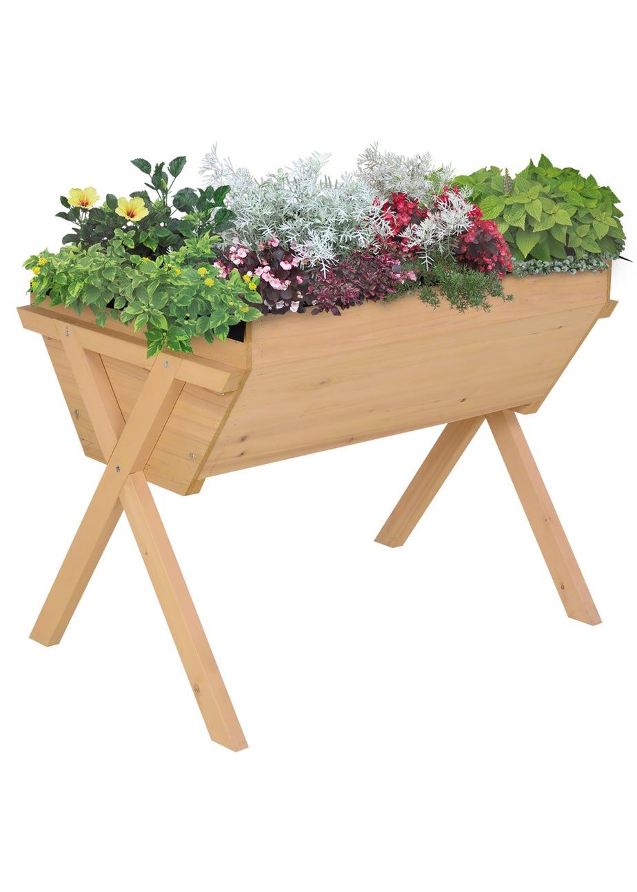Outsunny Wooden Planter Raised Bed Stand Vegetable Flower Bed