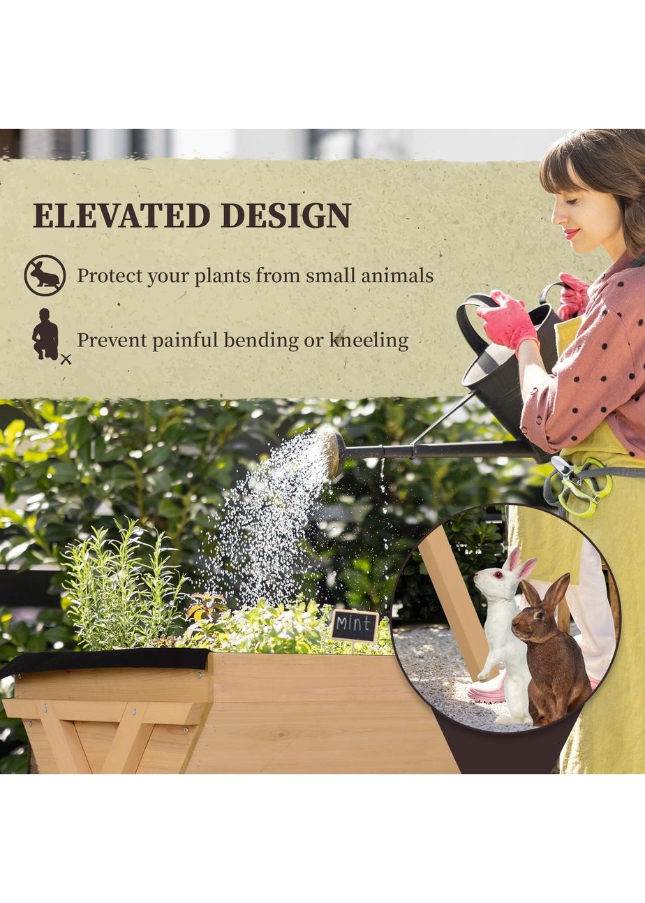 Outsunny Wooden Planter Raised Bed Stand Vegetable Flower Bed
