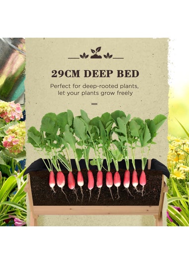 Outsunny Wooden Planter Raised Bed Stand Vegetable Flower Bed