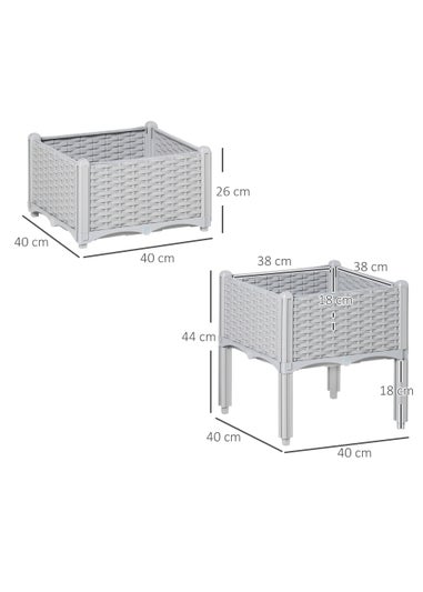 Outsunny 40cm x 40cm x 44cm Set of 2 26L Garden Raised Bed Elevated Patio Flower Plant Planter Box