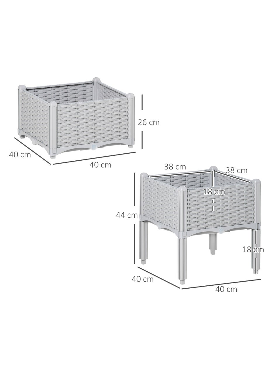 Outsunny 40cm x 40cm x 44cm Set of 2 26L Garden Raised Bed Elevated Patio Flower Plant Planter Box