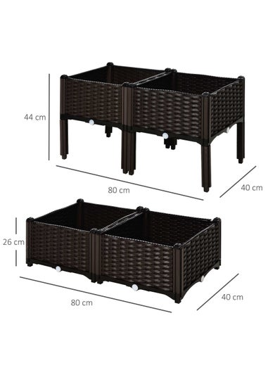 Outsunny Set of 4 26L Garden Raised Bed