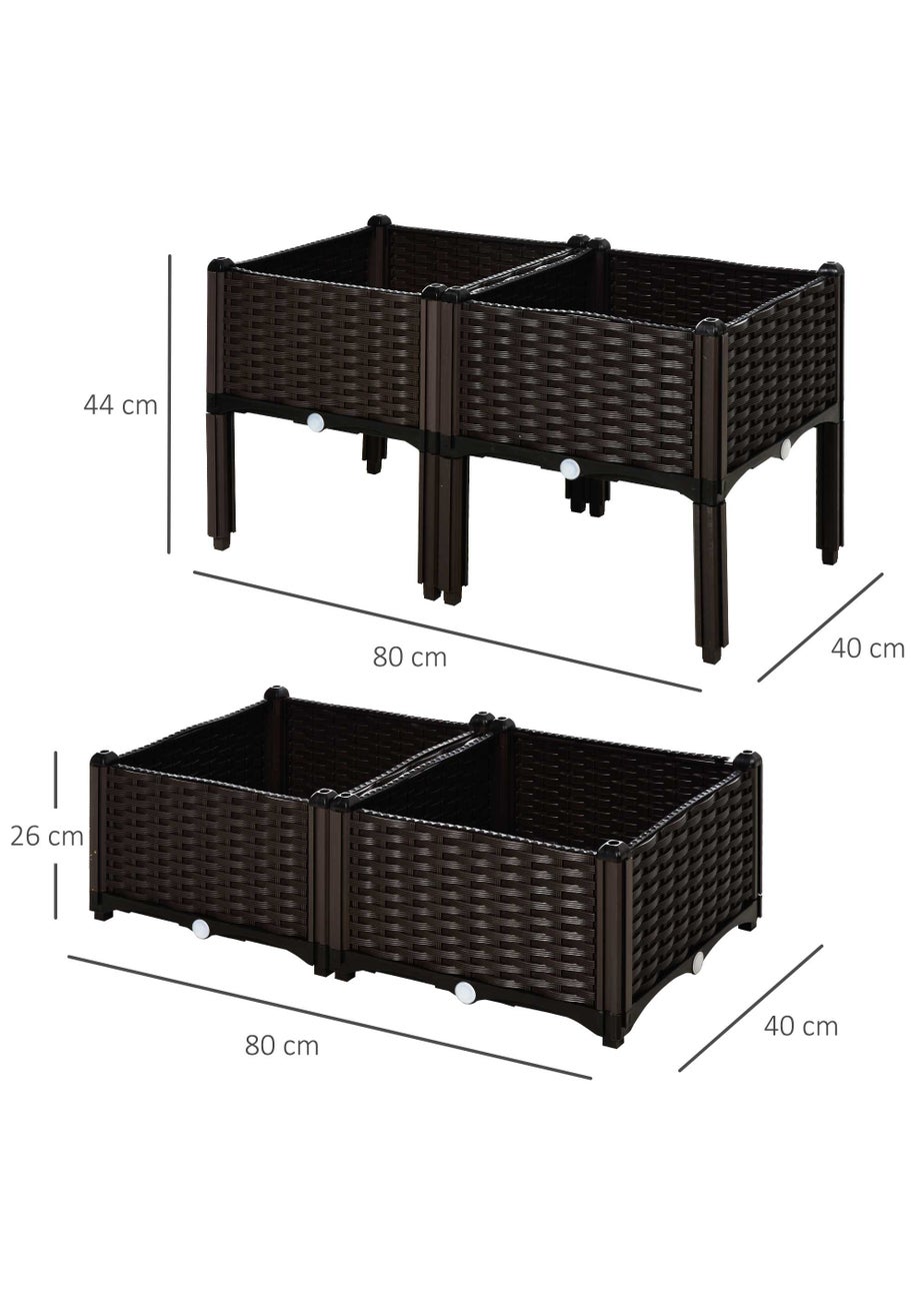 Outsunny Set of 4 26L Garden Raised Bed