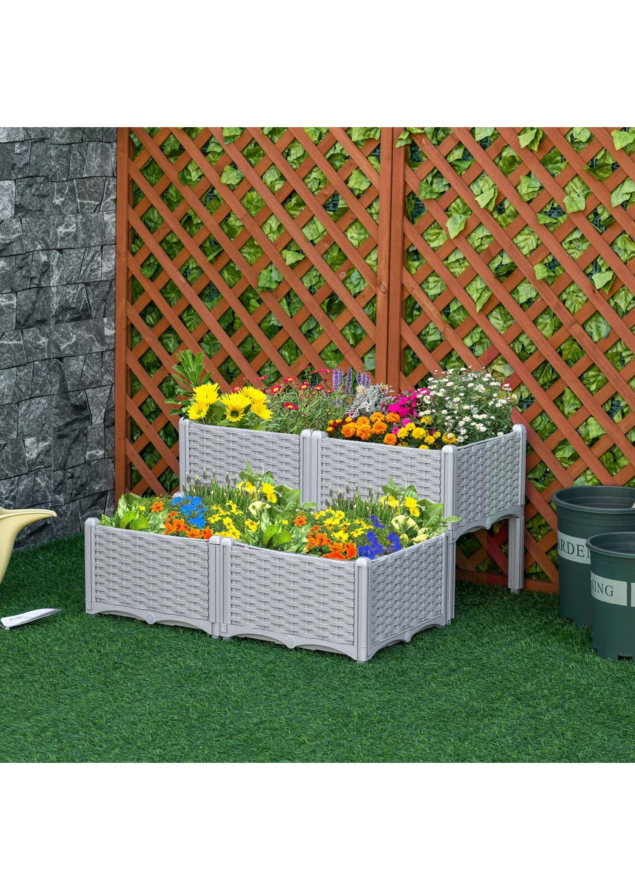Outsunny Set of 4 26L Garden Raised Bed