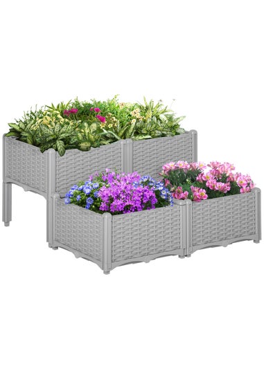 Outsunny Set of 4 26L Garden Raised Bed