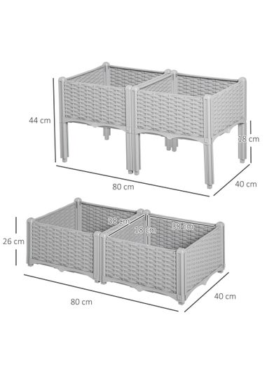 Outsunny Set of 4 26L Garden Raised Bed