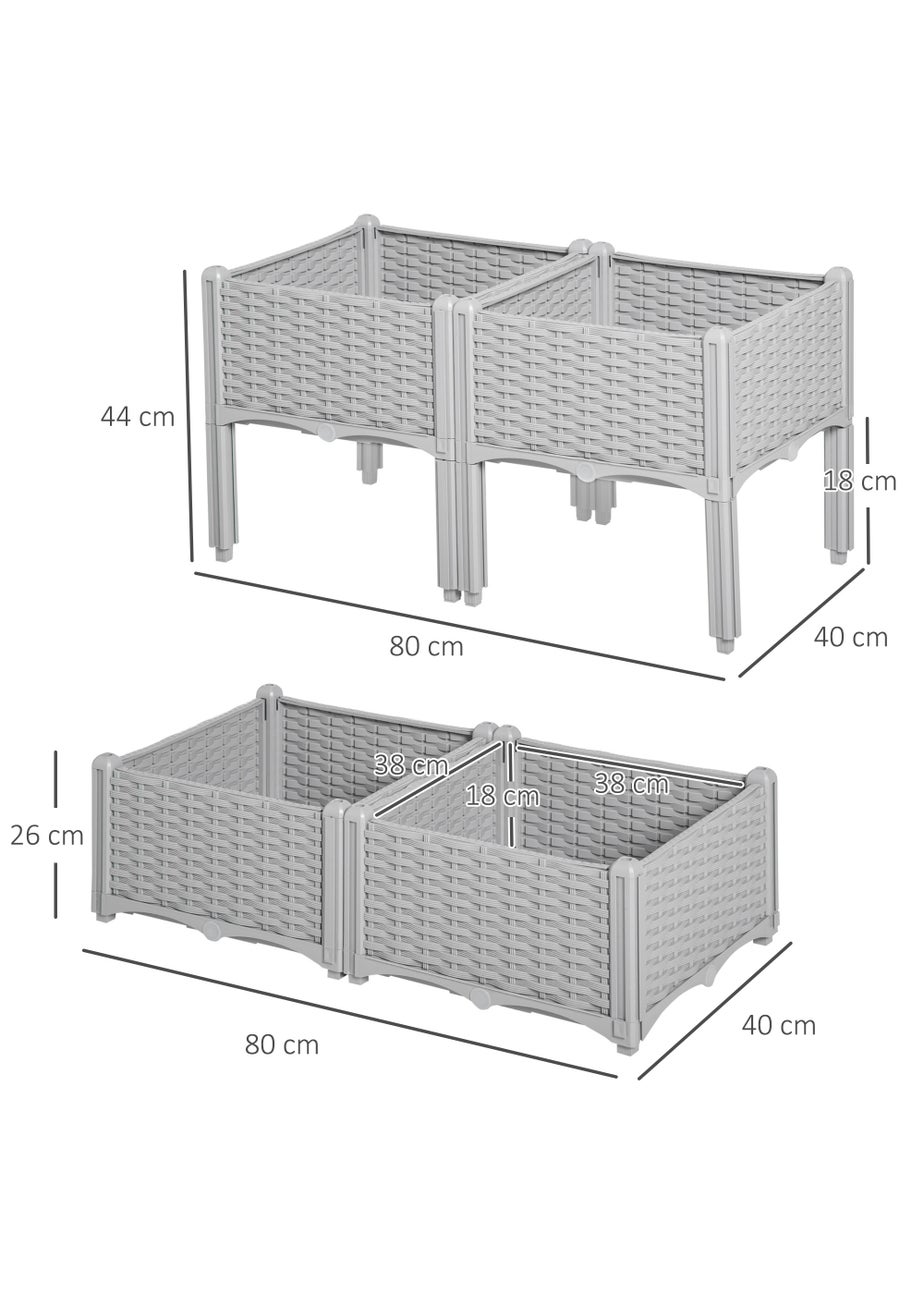 Outsunny Set of 4 26L Garden Raised Bed
