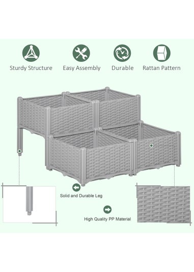 Outsunny Set of 4 26L Garden Raised Bed