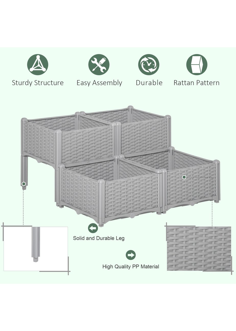 Outsunny Set of 4 26L Garden Raised Bed
