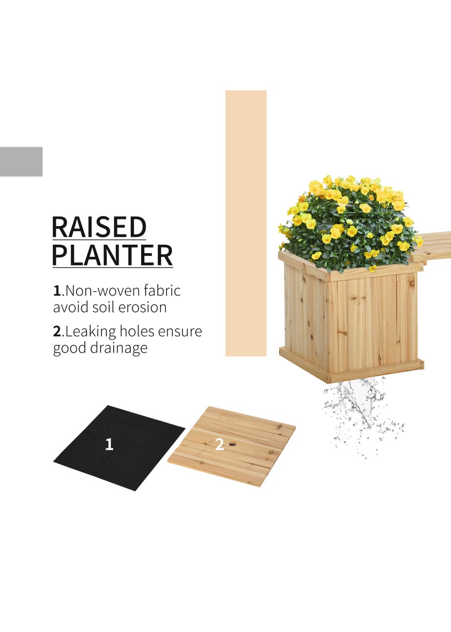 Outsunny 37L Wooden Garden Planter & Bench Combination Garden Raised Bed 176 x 38 x 40 cm
