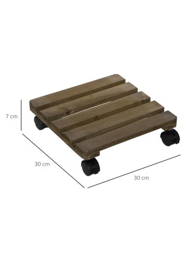 Outsunny 2 Pack Plant Stand with Wheels Flowerpot Holder 30L x 30W x 7Hcm