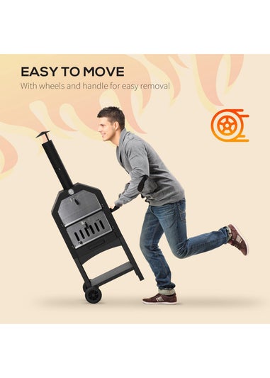 Outsunny Charcoal Tall Ovan Pizza Maker BBQ Grill Outdoor Picnic with Thermometer