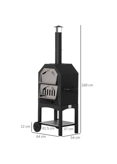 Outsunny Charcoal Tall Ovan Pizza Maker BBQ Grill Outdoor Picnic with Thermometer