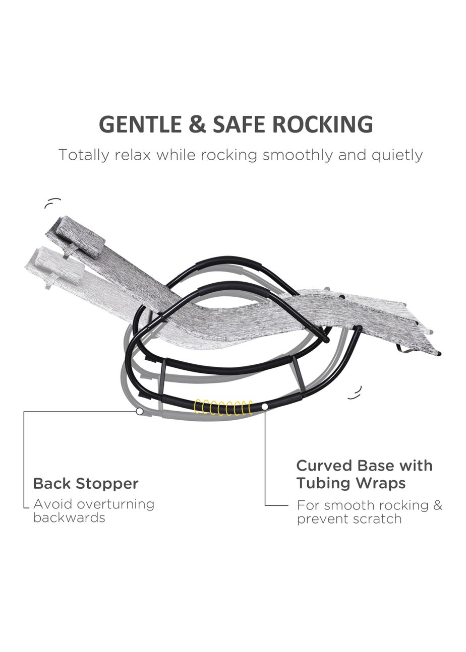 Outsunny Patio Texteline Rocking Lounge Chair Zero Gravity Rocker with Padded Pillow