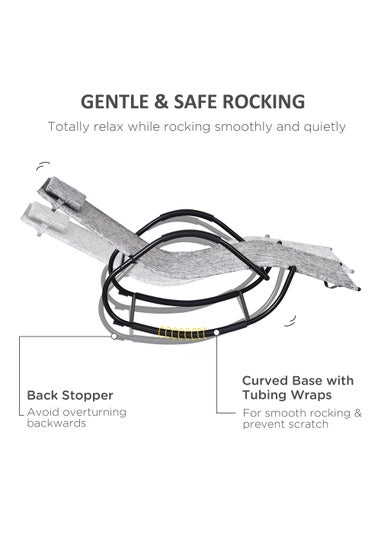 Outsunny Patio Texteline Rocking Lounge Chair Zero Gravity Rocker with Padded Pillow