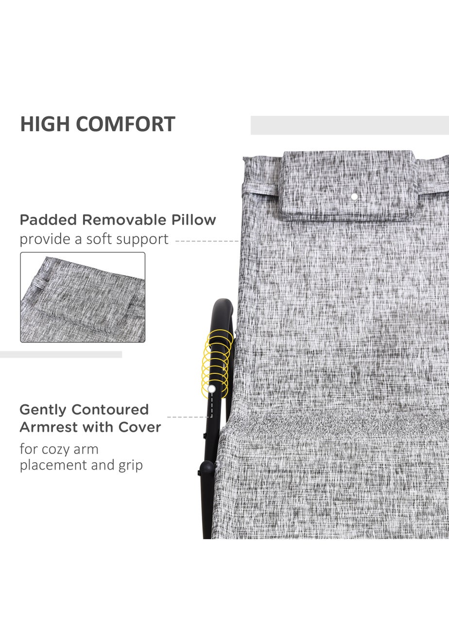 Outsunny Patio Texteline Rocking Lounge Chair Zero Gravity Rocker with Padded Pillow