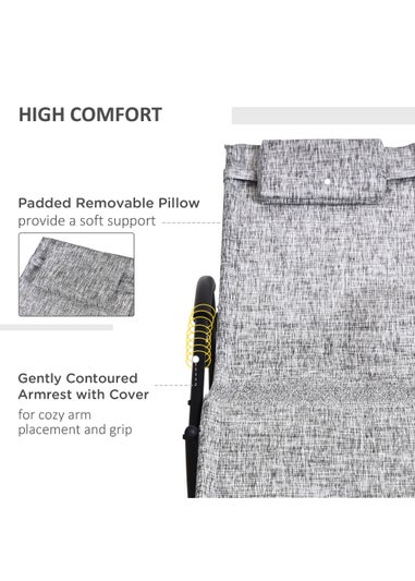 Outsunny Patio Texteline Rocking Lounge Chair Zero Gravity Rocker with Padded Pillow