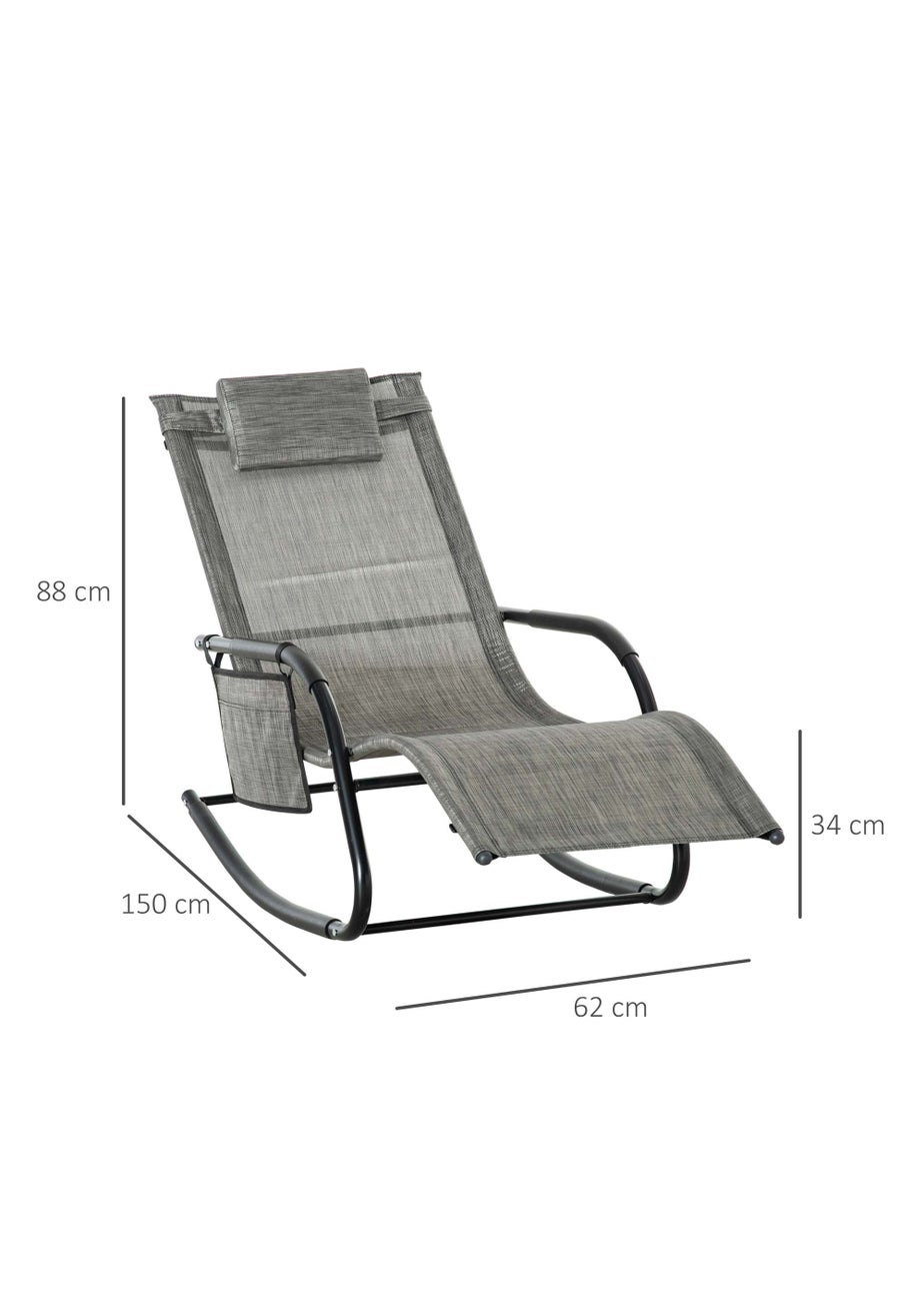Outsunny Outdoor Garden Rocking Chair, Patio Sun Lounger Rocker Chair with Breathable Mesh Fabric
