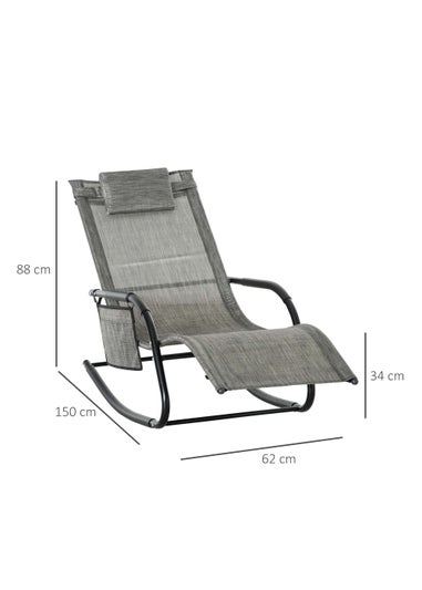 Outsunny Outdoor Garden Rocking Chair, Patio Sun Lounger Rocker Chair with Breathable Mesh Fabric