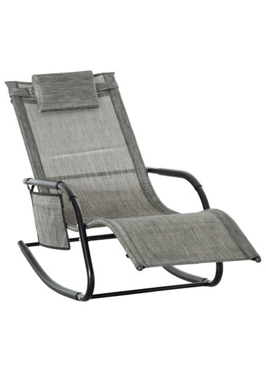 Outsunny Outdoor Garden Rocking Chair, Patio Sun Lounger Rocker Chair with Breathable Mesh Fabric