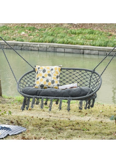 Outsunny 2-Seater Hanging Hammock Chair with Soft Cushion for Patio, Garden, Balcony, Living Room