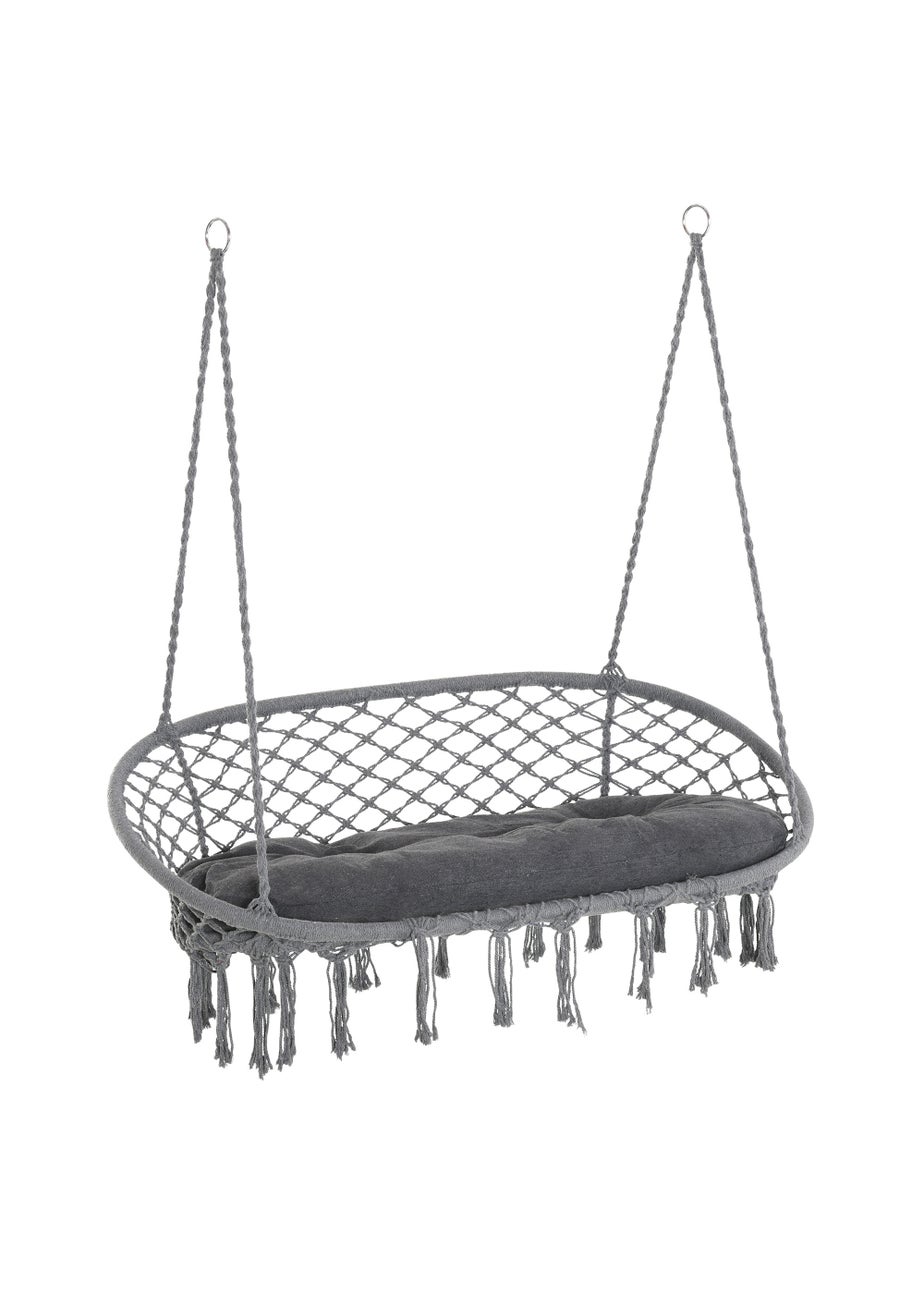 Outsunny 2-Seater Hanging Hammock Chair with Soft Cushion for Patio, Garden, Balcony, Living Room