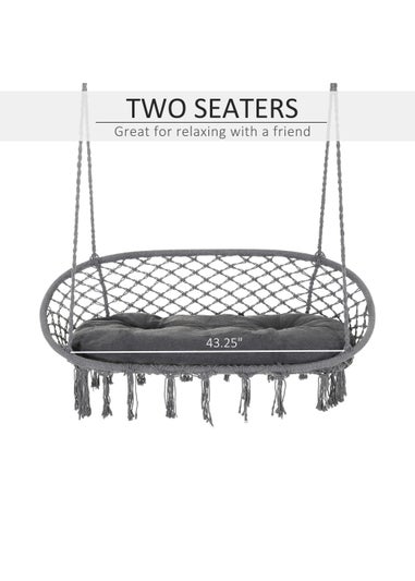 Outsunny 2-Seater Hanging Hammock Chair with Soft Cushion for Patio, Garden, Balcony, Living Room
