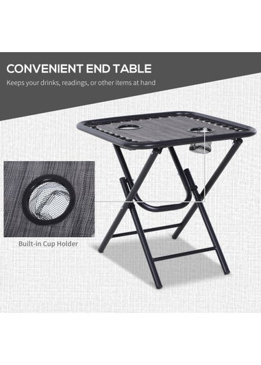 Outsunny 3 PCs Sun Lounger Table & Chairs Set with Cup Holders