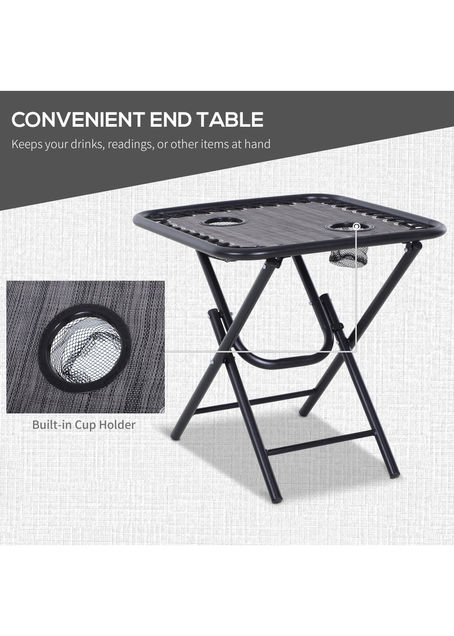 Outsunny 3 PCs Sun Lounger Table & Chairs Set with Cup Holders