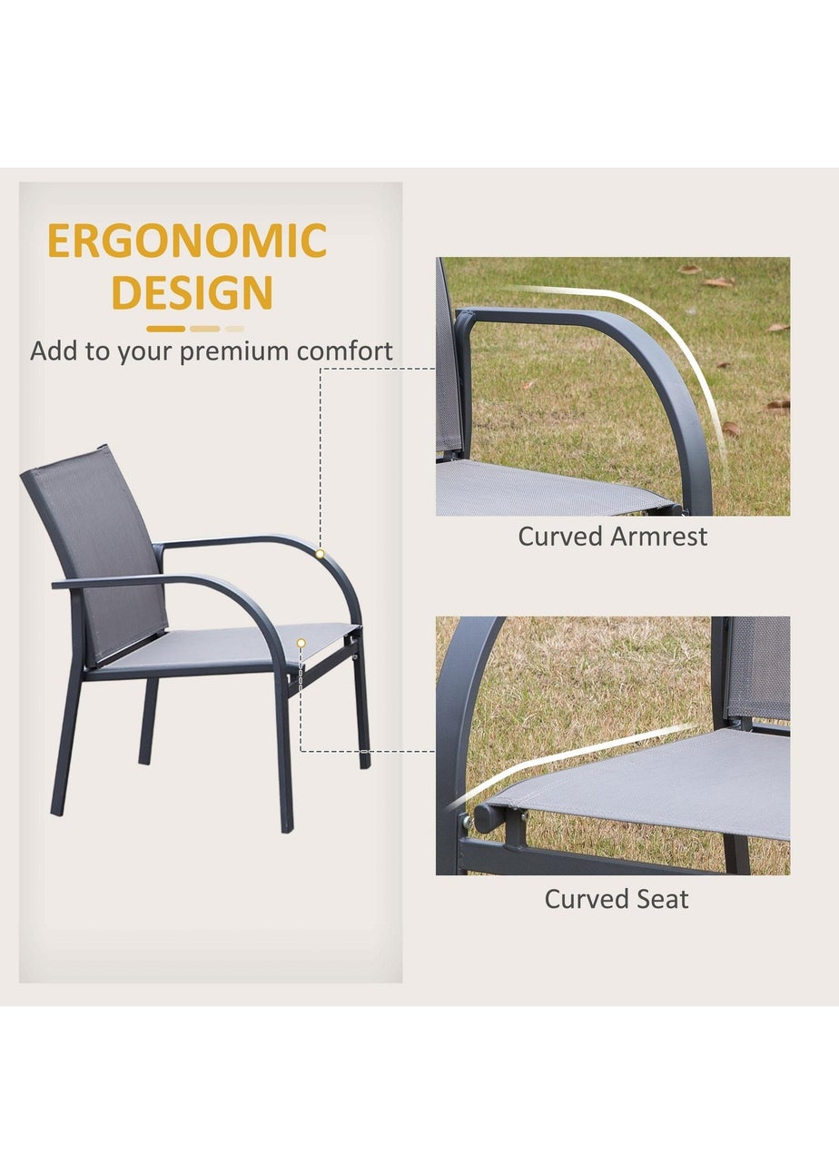 Outsunny 4pcs Patio Furniture Set Garden Sofa Glass Top Coffee Table Grey