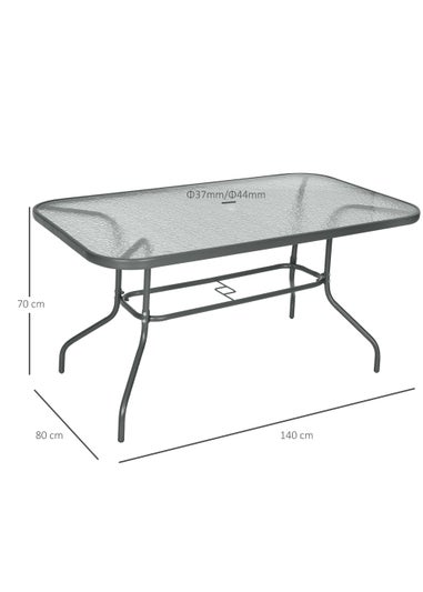 Outsunny Metal Garden Table with Umbrella Hole, 140L x 80Wcm