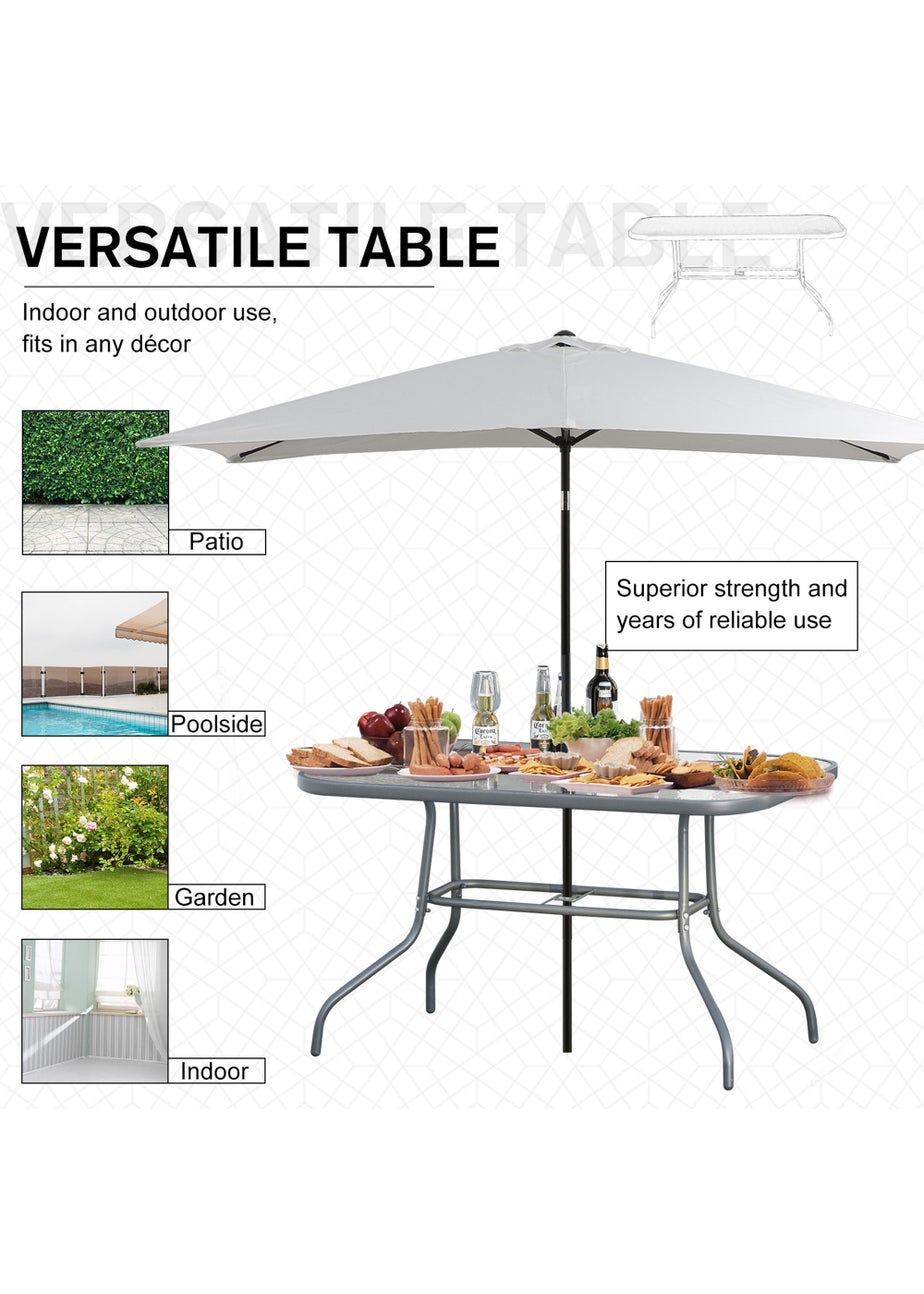 Outsunny Metal Garden Table with Umbrella Hole, 140L x 80Wcm