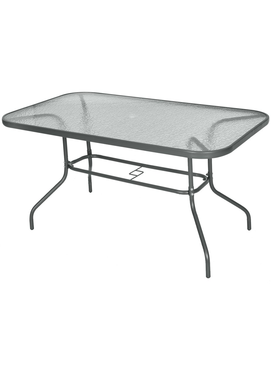Outsunny Metal Garden Table with Umbrella Hole, 140L x 80Wcm