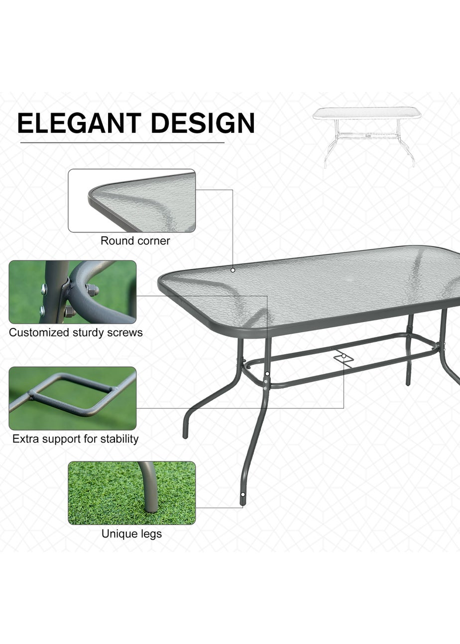 Outsunny Metal Garden Table with Umbrella Hole, 140L x 80Wcm