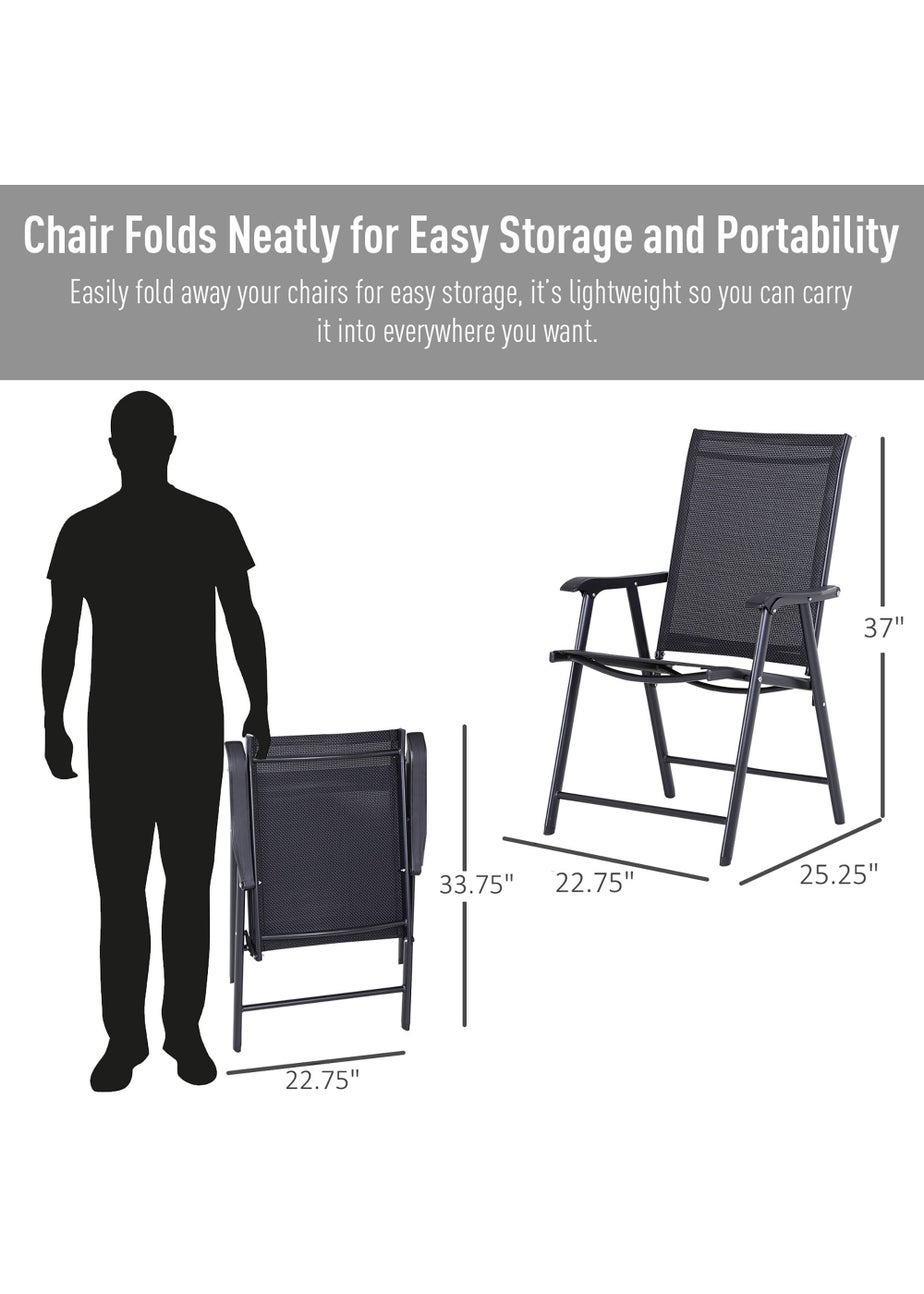 Outsunny 2 PCs Foldable Garden Chairs (58cm x 64cm x 94cm)