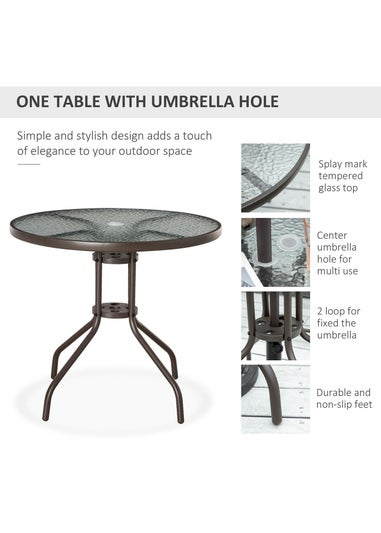 Outsunny 6 Piece Patio Dining Set with Garden Umbrella 4 Folding Chairs Grey