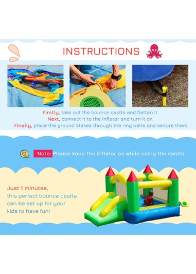 HOMCOM Inflatable Bouncy Castle Slide (160cm x 300cm x 180cm)