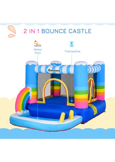 Outsunny Inflatable Rainbow Bouncy Castle (155cm x 280cm x 170cm)