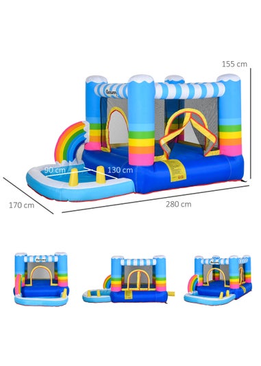 Outsunny Inflatable Rainbow Bouncy Castle (155cm x 280cm x 170cm)