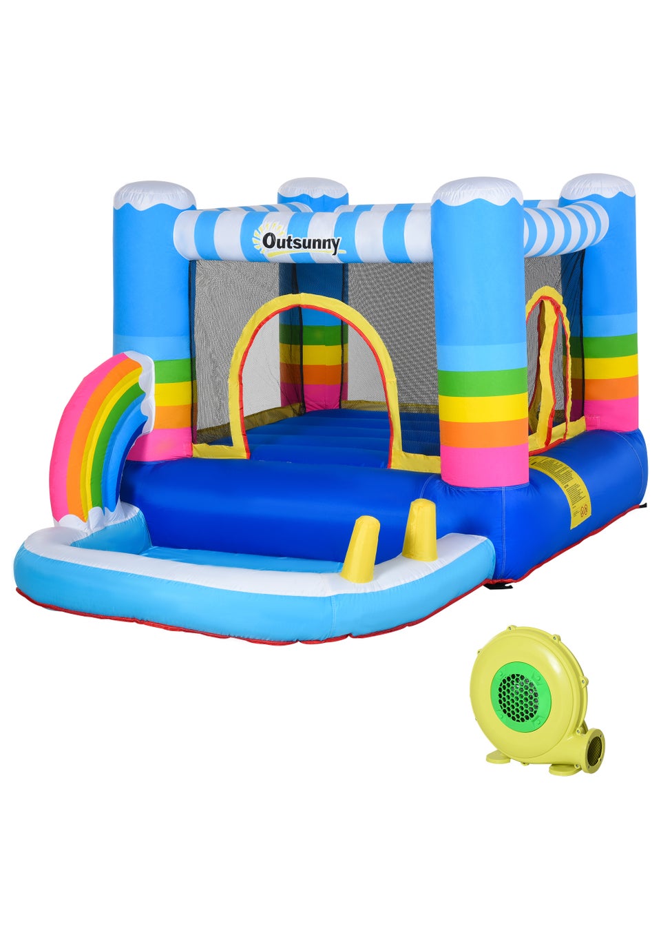 Outsunny Inflatable Rainbow Bouncy Castle (155cm x 280cm x 170cm)