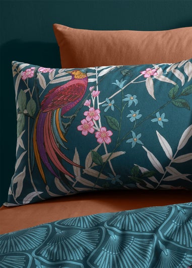 Catherine Lansfield Tropical Floral Birds Reversible Duvet Cover Set Green