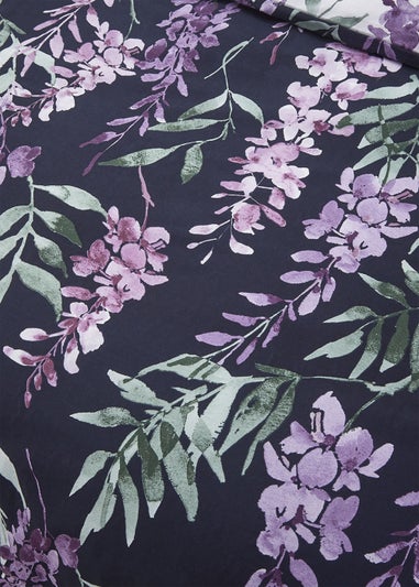 Catherine Lansfield Wisteria Floral Reversible Duvet Cover Set White/Navy