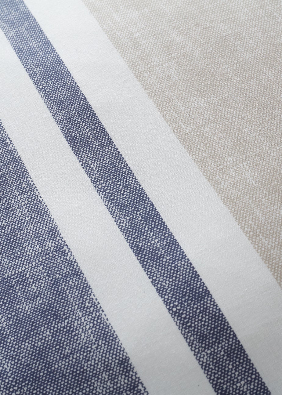 Catherine Lansfield Textured Banded Stripe Reversible Duvet Cover Set Blue
