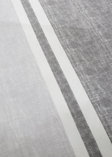 Catherine Lansfield Textured Banded Stripe Reversible Duvet Cover Set Charcoal Grey