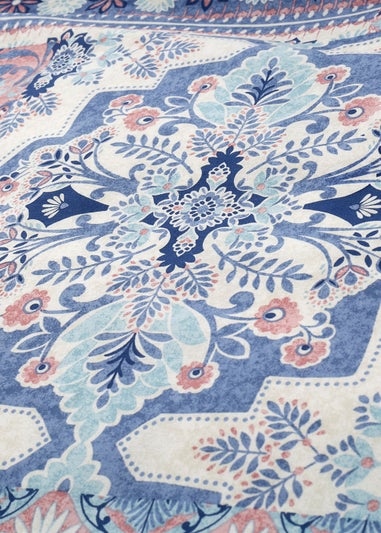 Catherine Lansfield Boho Patchwork Reversible Duvet Cover Set Blue