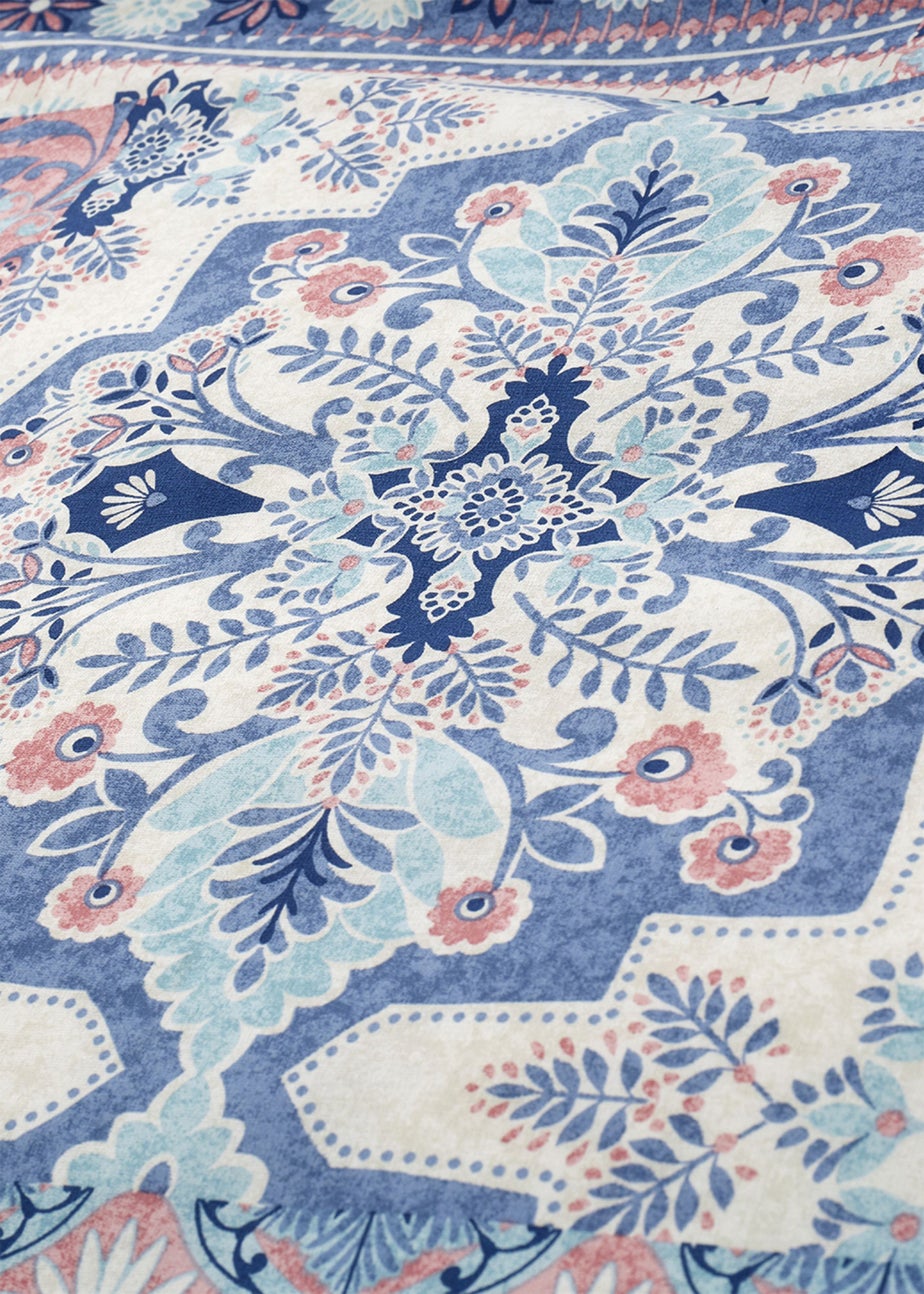 Catherine Lansfield Boho Patchwork Reversible Duvet Cover Set Blue