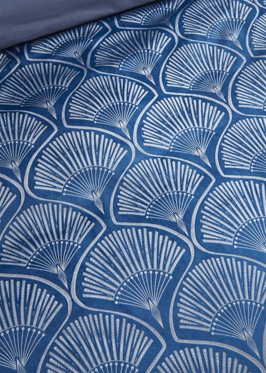 Catherine Lansfield Art Deco Pearl Duvet Cover Set Navy Blue