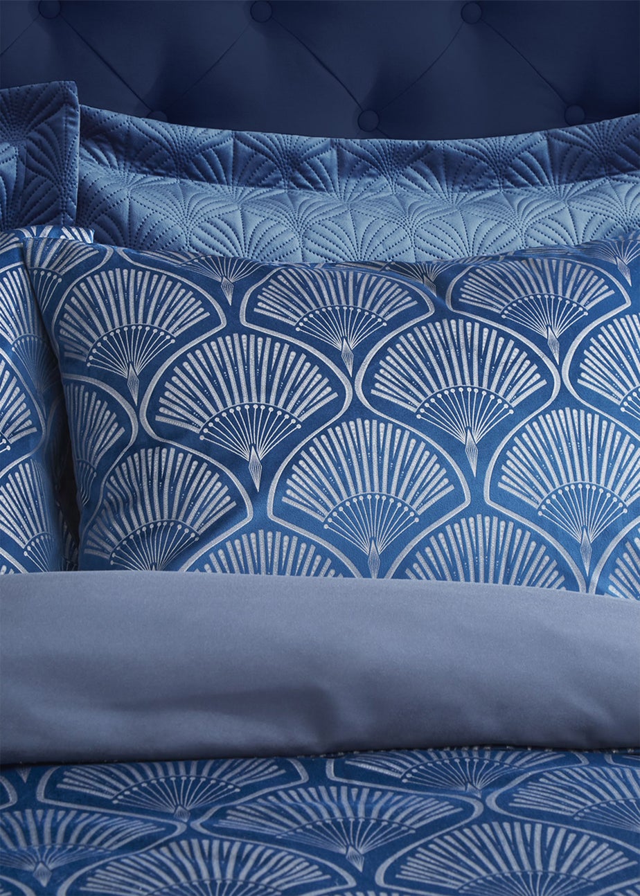Catherine Lansfield Art Deco Pearl Duvet Cover Set Navy Blue