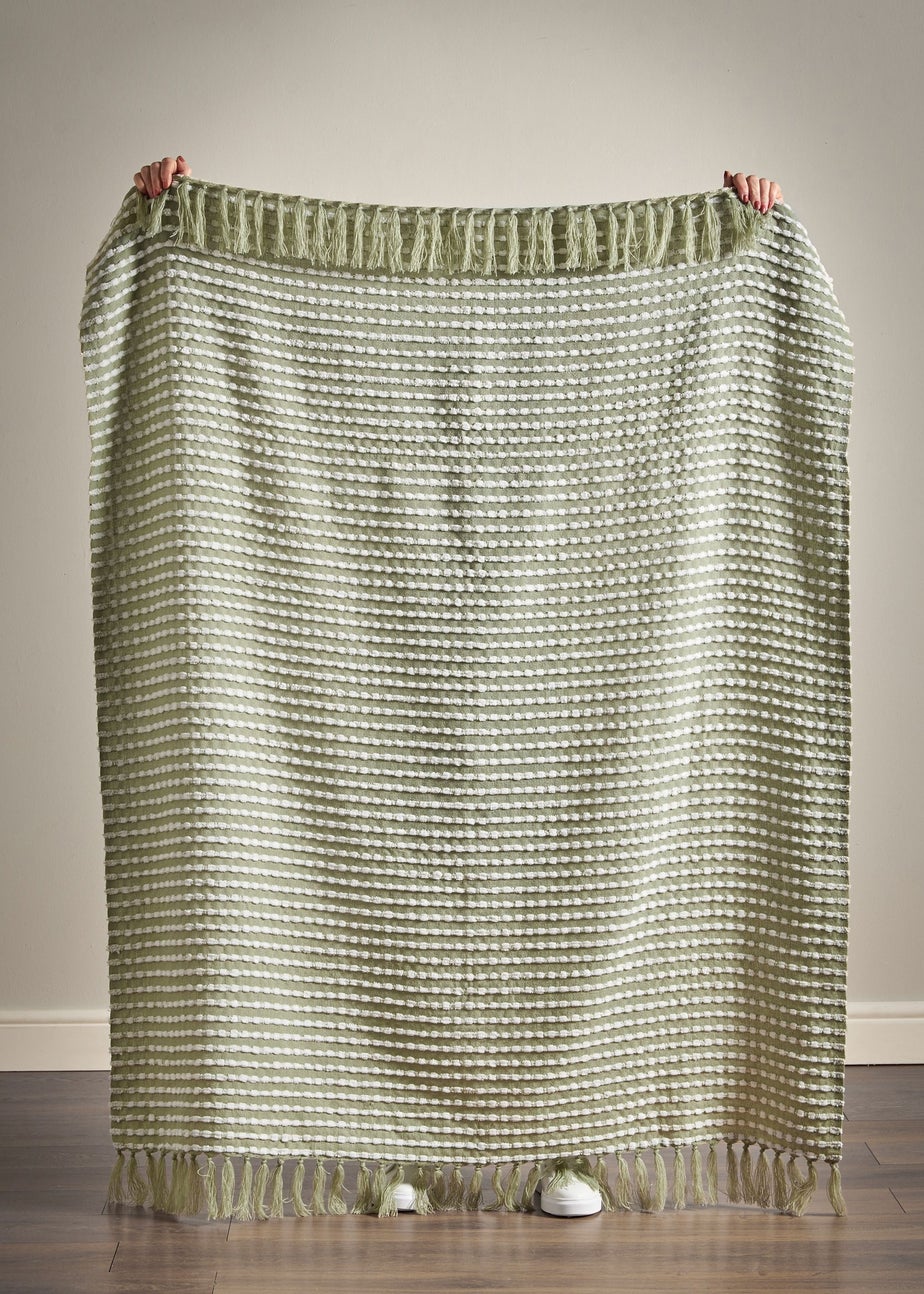 Catherine Lansfield Stab Stitch Green Throw (125x150cm)