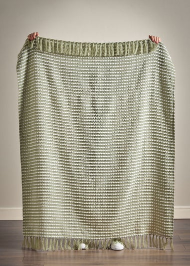 Catherine Lansfield Stab Stitch Green Throw (125x150cm)